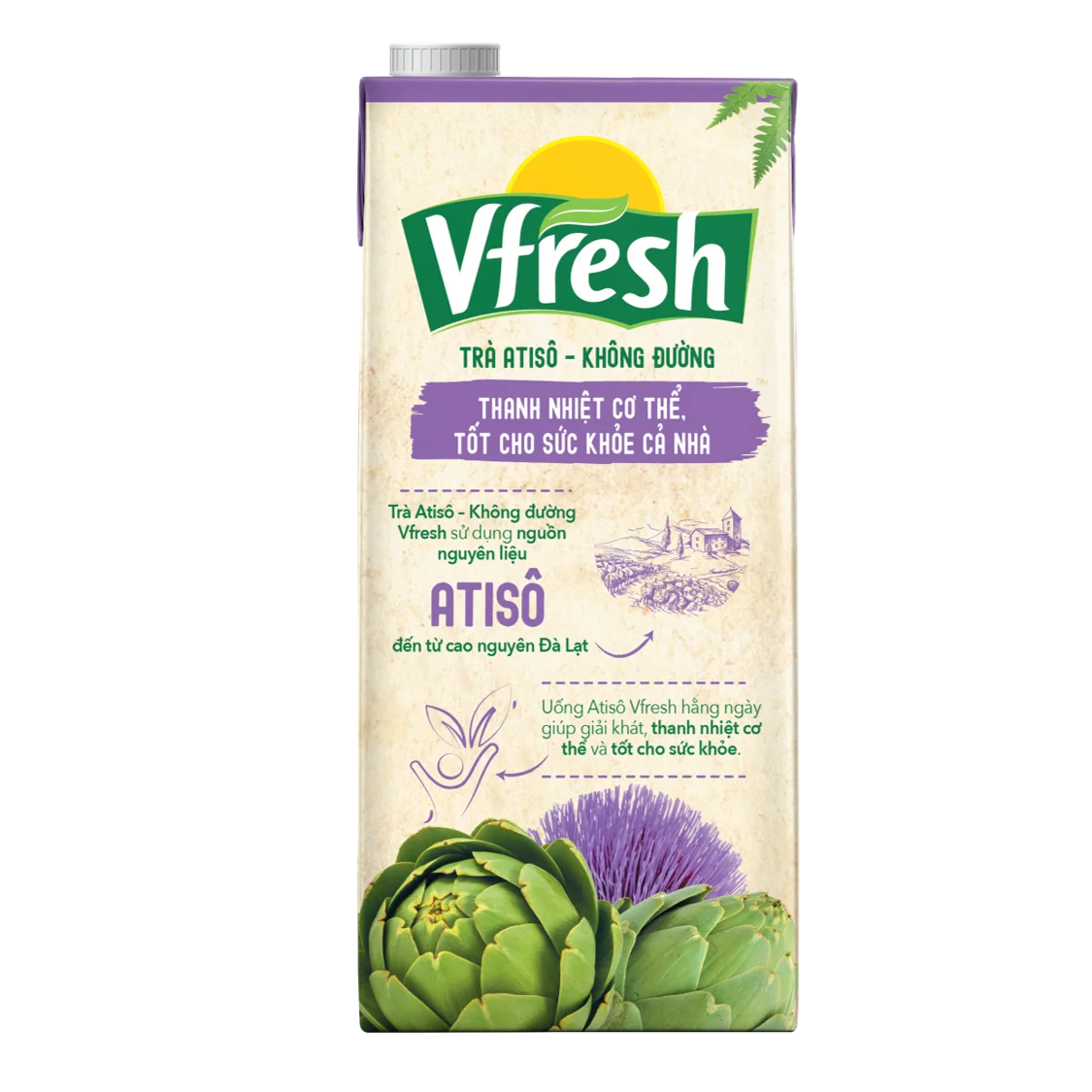 Vinamilk-Vfresh-артишочный чай-без сахара-Оптовая продажа-высокое качество-1 Л x 12 коробок в коробке GMP HALAL ISO BRC