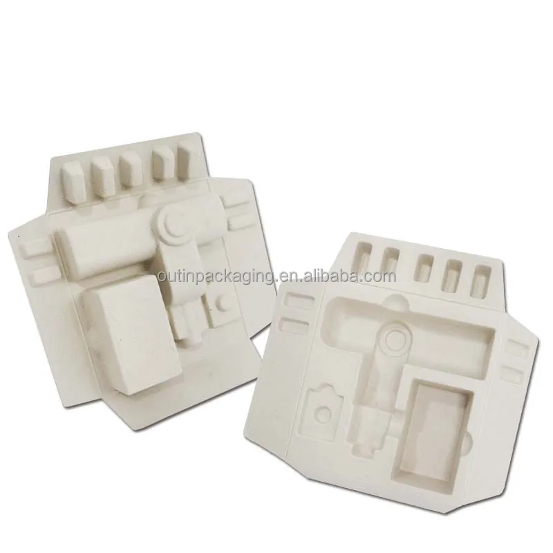Custom biodegradable eco friendly Molded bagasse Pulp packaging Tray insert box paper pulp Molding electronics packaging inner