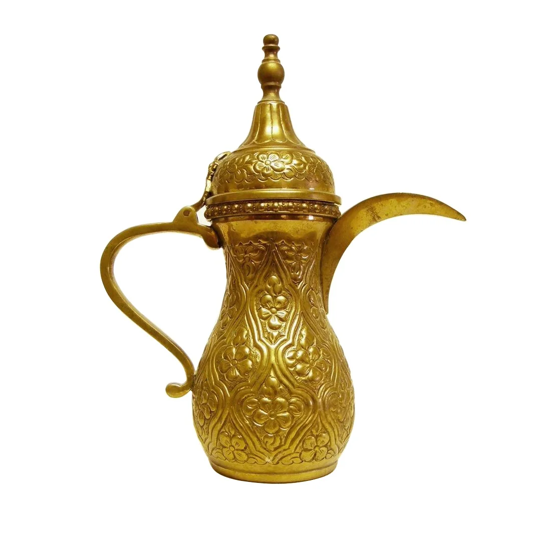 Cawa Cups Base Sets Long Spout Dallah Tea Pot Brass Metal Coffee Tea Pot Dallah Customized Arabic Coffee Dallah Sets Coffee Pot