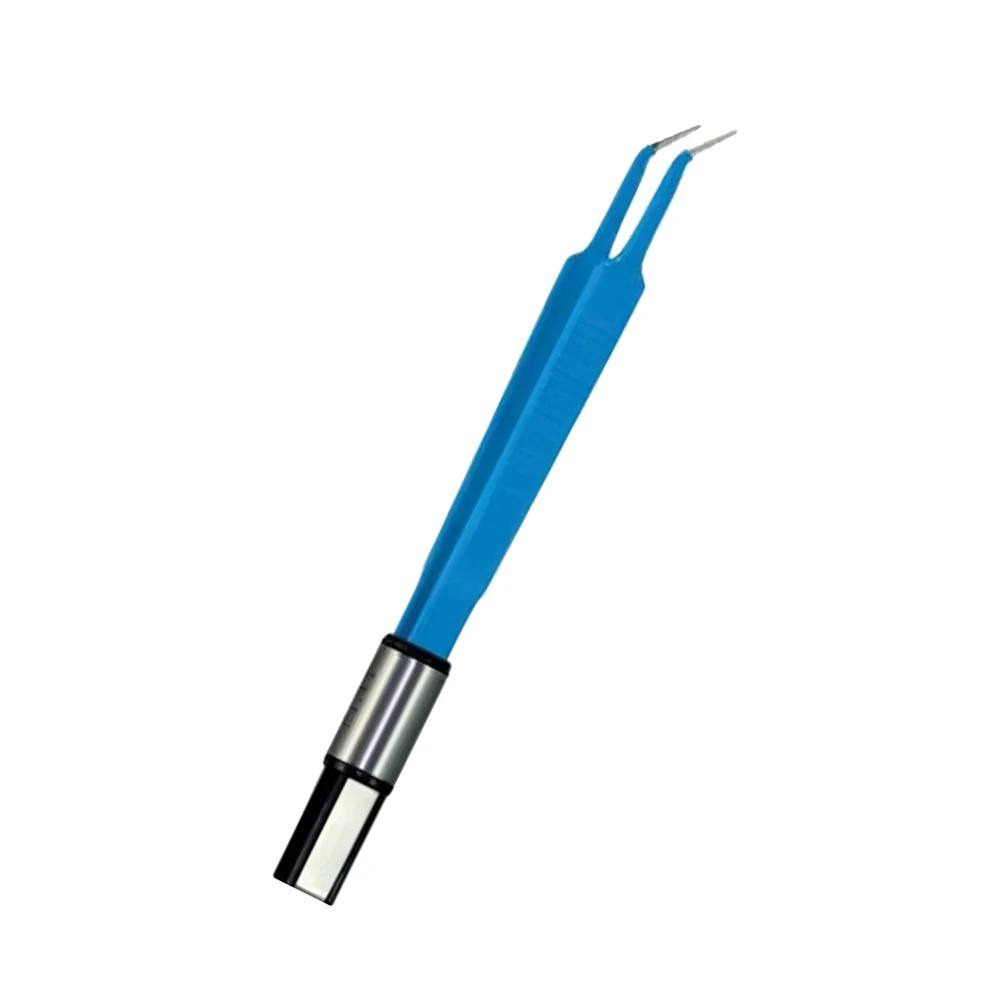 electrosurgical instruments Curved tip blue color coated Custom Pointed Bipolar forceps With custom Color