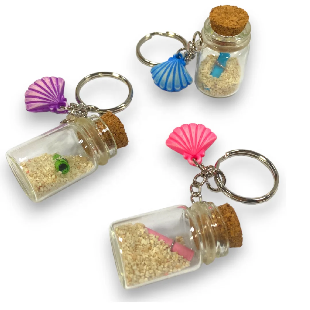 Souvenir Giveaways Bottle Sand Keychain with Neon Colored Sand Bag Pack School Bag Keychain
