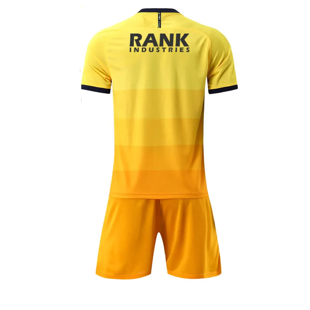 Factory Direct Sale Soccer Jersey Uniform Custom Team Name & Number Yellow Soccer Uniform