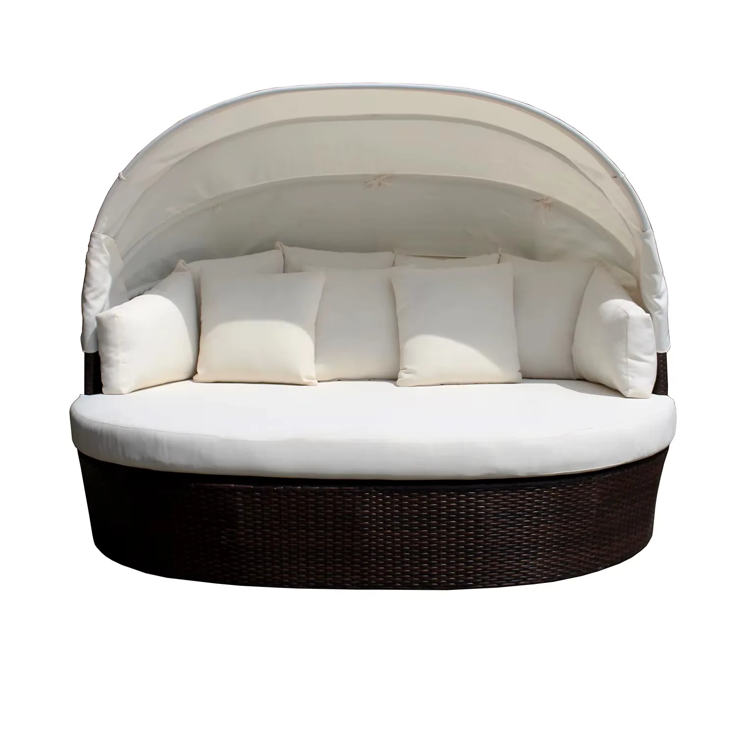 Thien Phu Outdoor Garden Parasol Commercial Beach Umbrella with Stripe Rattan Bed for Hotels and Glamping