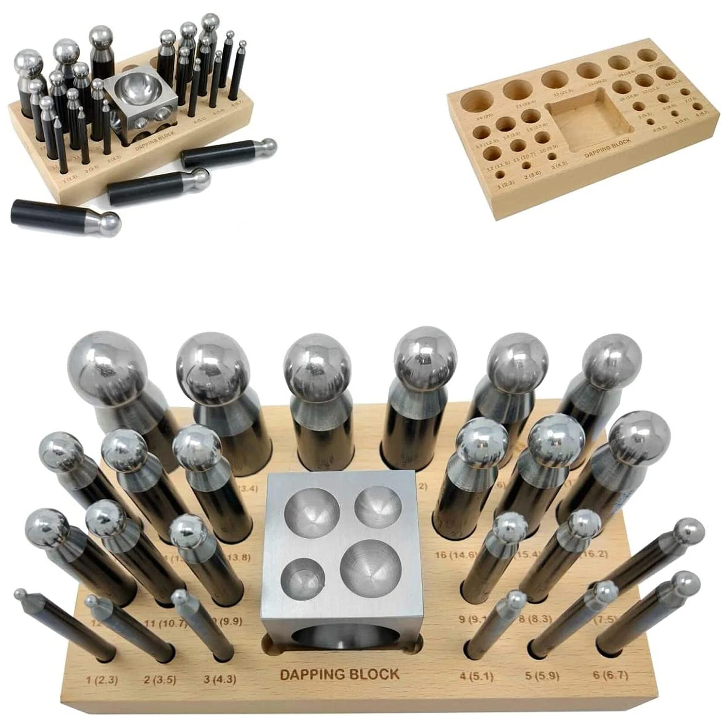 Jewellers Tools 25 Pc Doming Block and Punch Set Steel Dapping / Craft Metal Dapping Punch Set Block / Jewelry Making Tool Kit