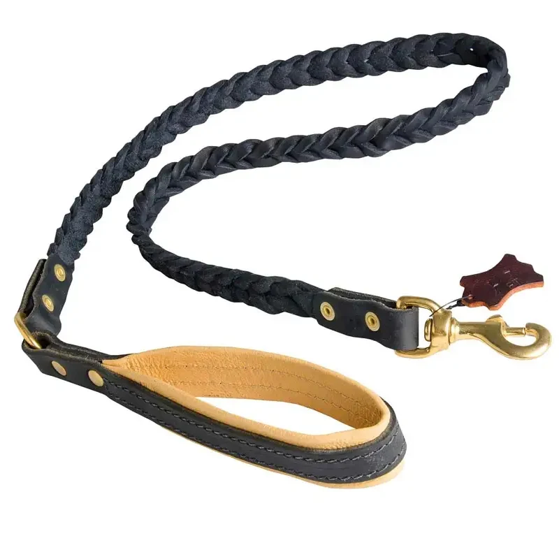 Real Cow Leather Personalized Dog Collar and Leash Handcrafted Cheap Pet Dog Collar Leash