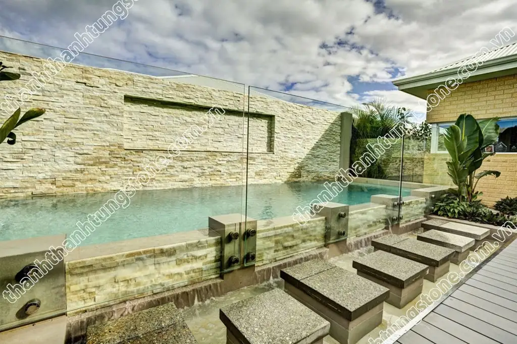 Best Seller Cream Yellow Marble Ledger Panel Wall Cladding Light Antique Vietnamsese Stone Thanh Thanh Tung High Quality