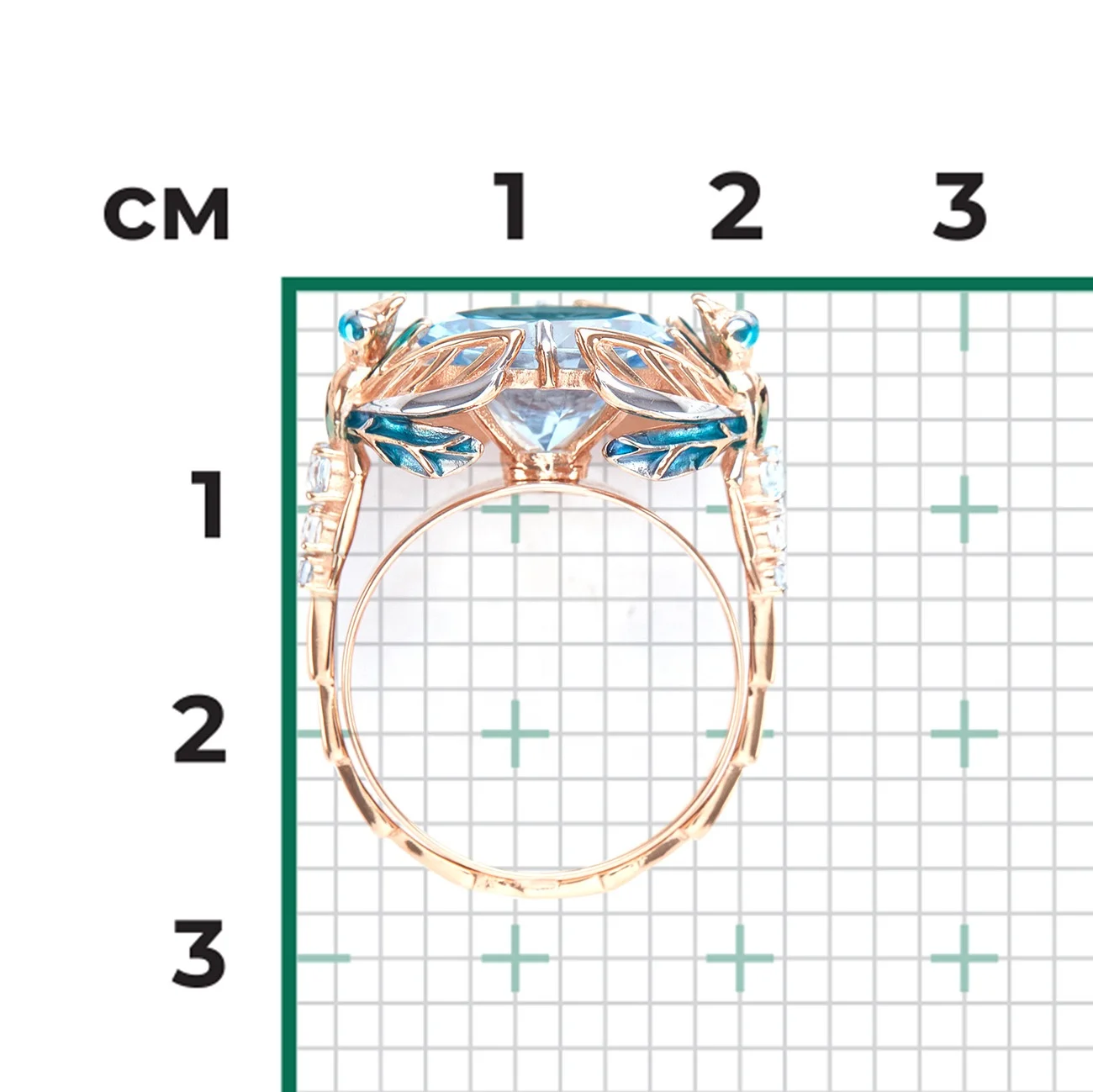 Stylish Unique Design Ring 14K Solid Rose Yellow White Gold Topaz White Topaz ChromDiopside Enamel Custom Jewelry OEM ODM