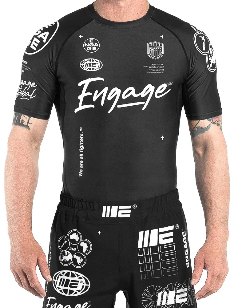Пользовательский принт сублимационный rashguard mma rushguard bjj OEM для мужчин короткий рукав