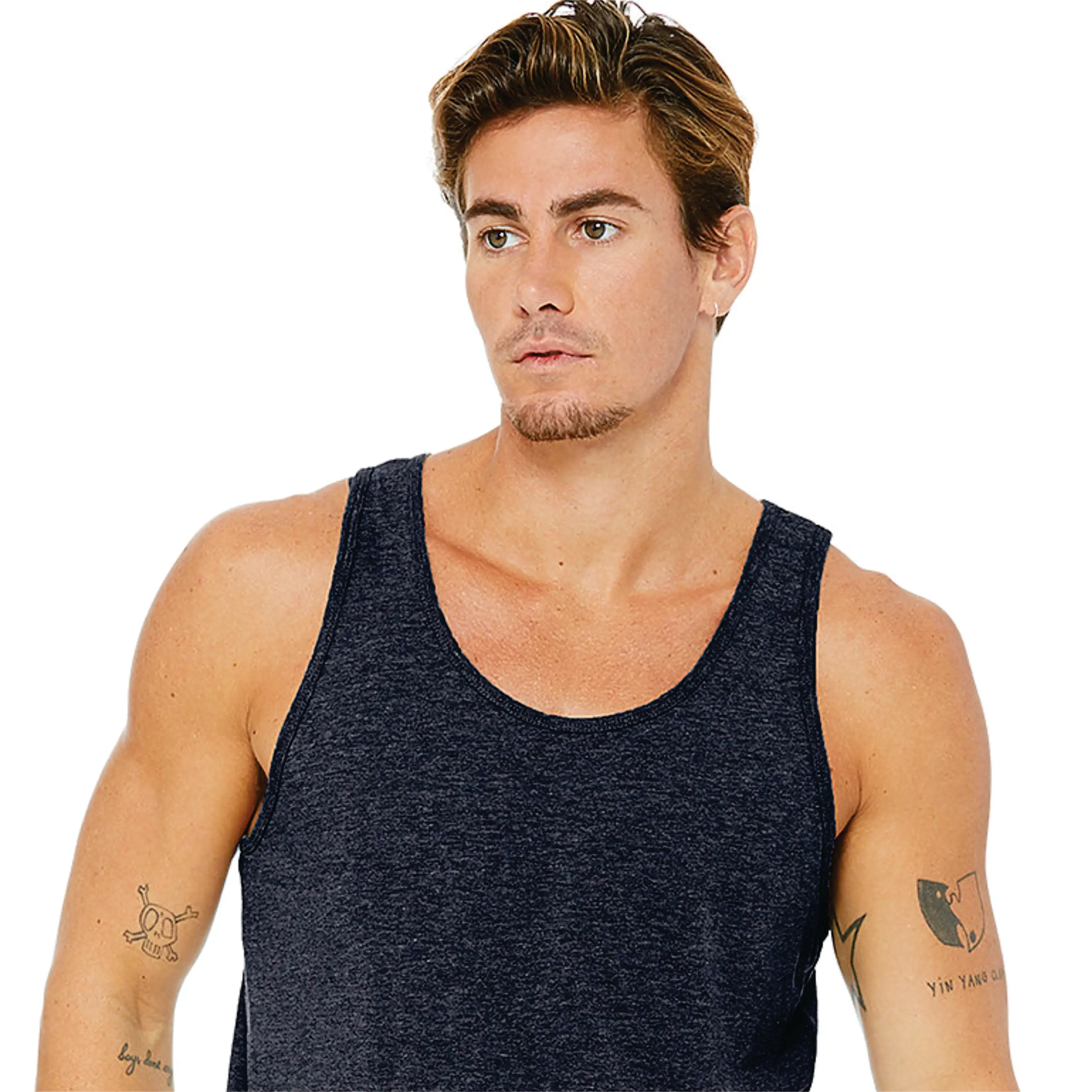 Side Seamed Retail Fit 100% Airlume Combed and Ring Spun Cotton 32 single 4.2 oz Navy Unisex Jersey Tank