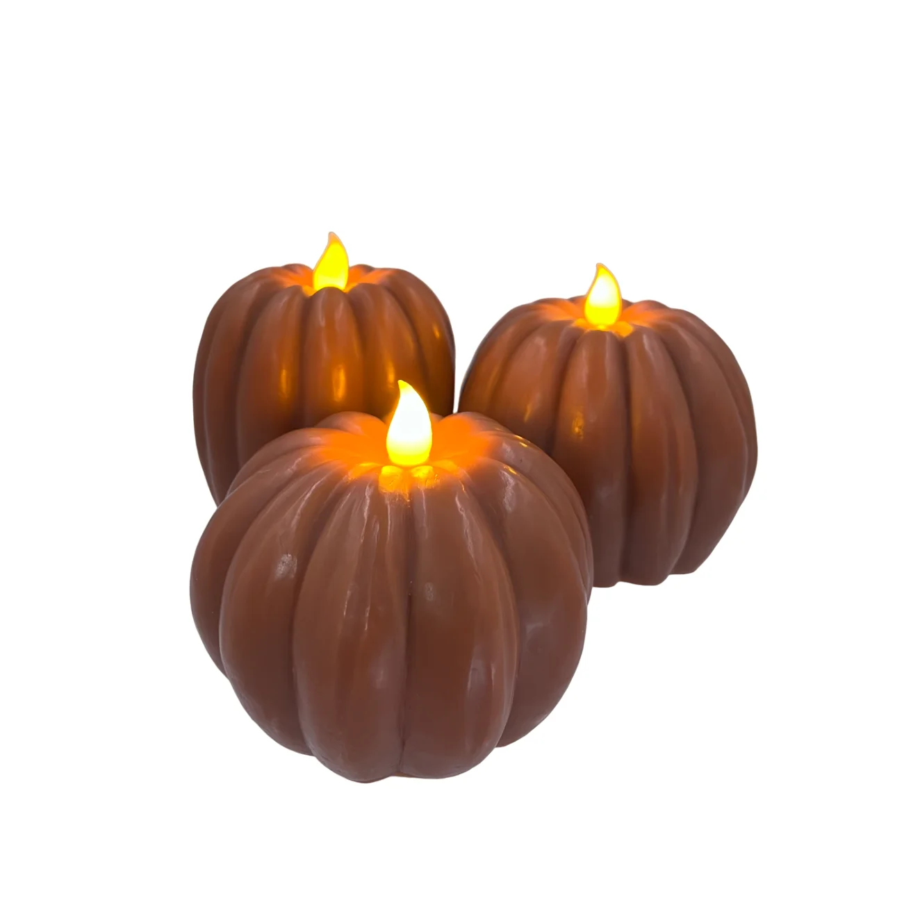 Pumpkin shape  Set of 3 paraffin wax flameless led candles lights for Decorative Ready To Export From Vietnam