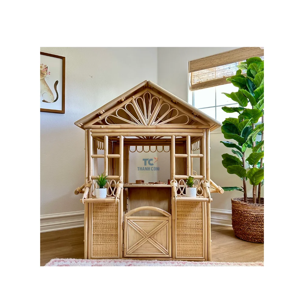 New Design Rattan And Wicker Dollhouses Imaginative Play Kids Pretend Toys House Play Set Dream Doll House Wicker Baby Products