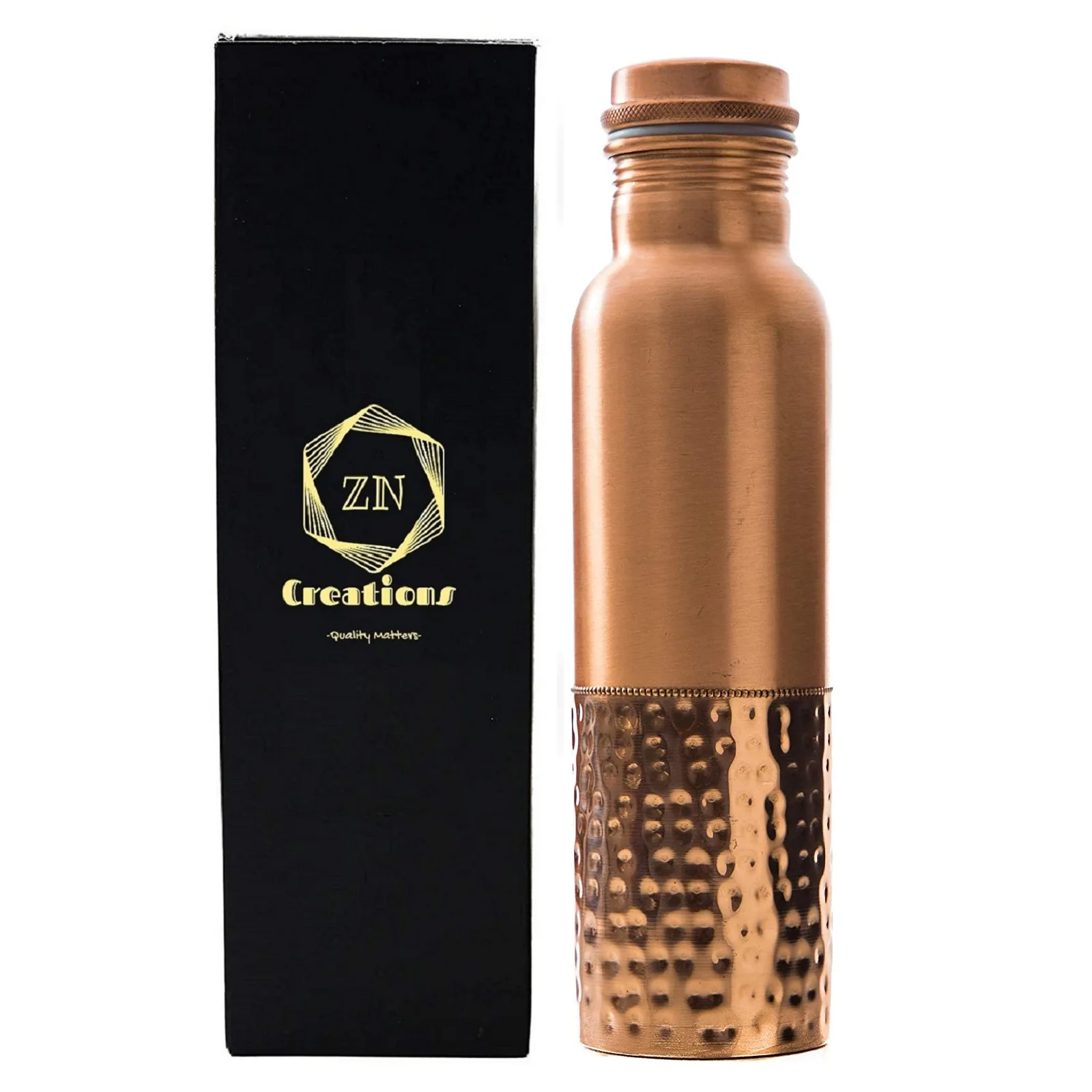 100% Pure & Handmade 1L Copper Water Bottle Leak-Proof Yoga Drinkware With Custom Logo Direct Manufacturer for Camping