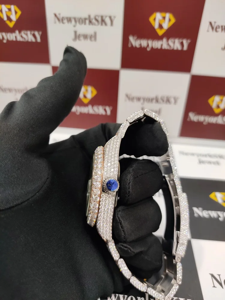 Мужские модные механические часы из нержавеющей стали VVS прозрачность Moissanite Diamond водонепроницаемый Pass тестер для ПК Корпус Стекла