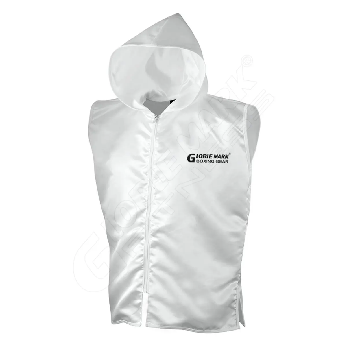 Unisex Personalized Satin Sleeveless Ring Jacket Adult Muay Thai Boxing Champions Competition Sleeveless Jacket With Hood