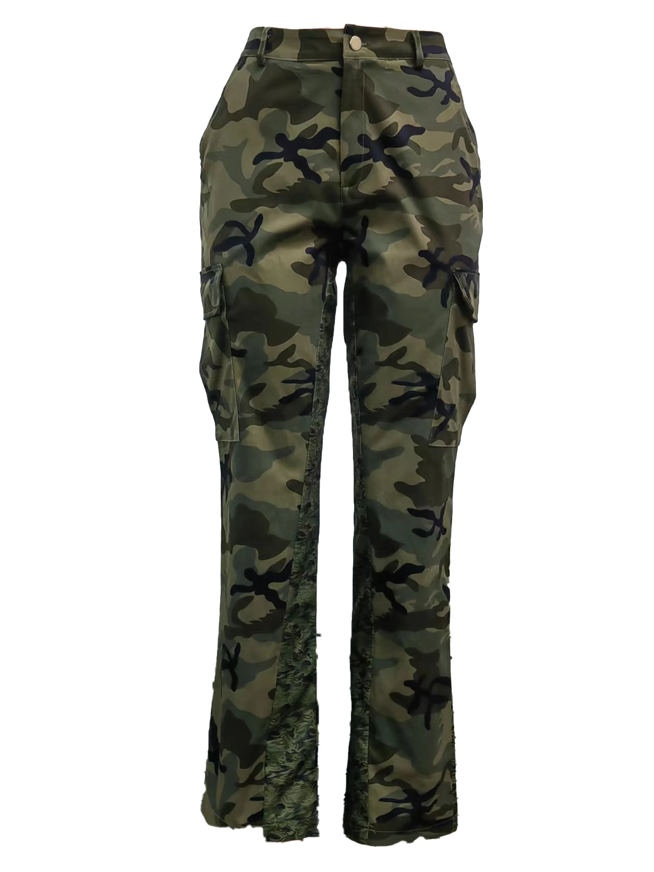 wholesale autumn 2023 women fashion flared camo cargo pants women