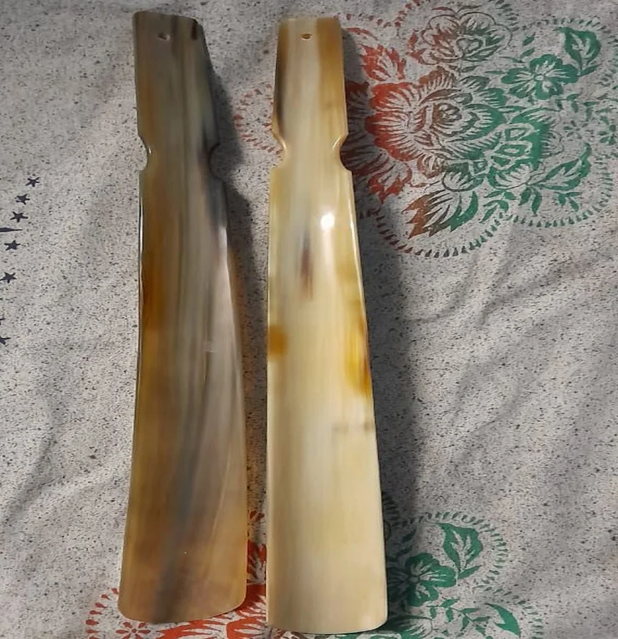 Natural Buffalo Boot Horn Shoe Long Handle Sock Remover Lifter Round Comb Fast Detach Easy to Clean to Prevent Scuffed Shoes