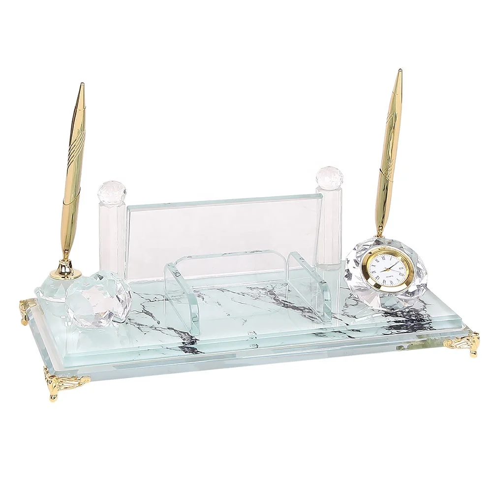 Personalized crystal office desk sets for gift table decor items office stationary