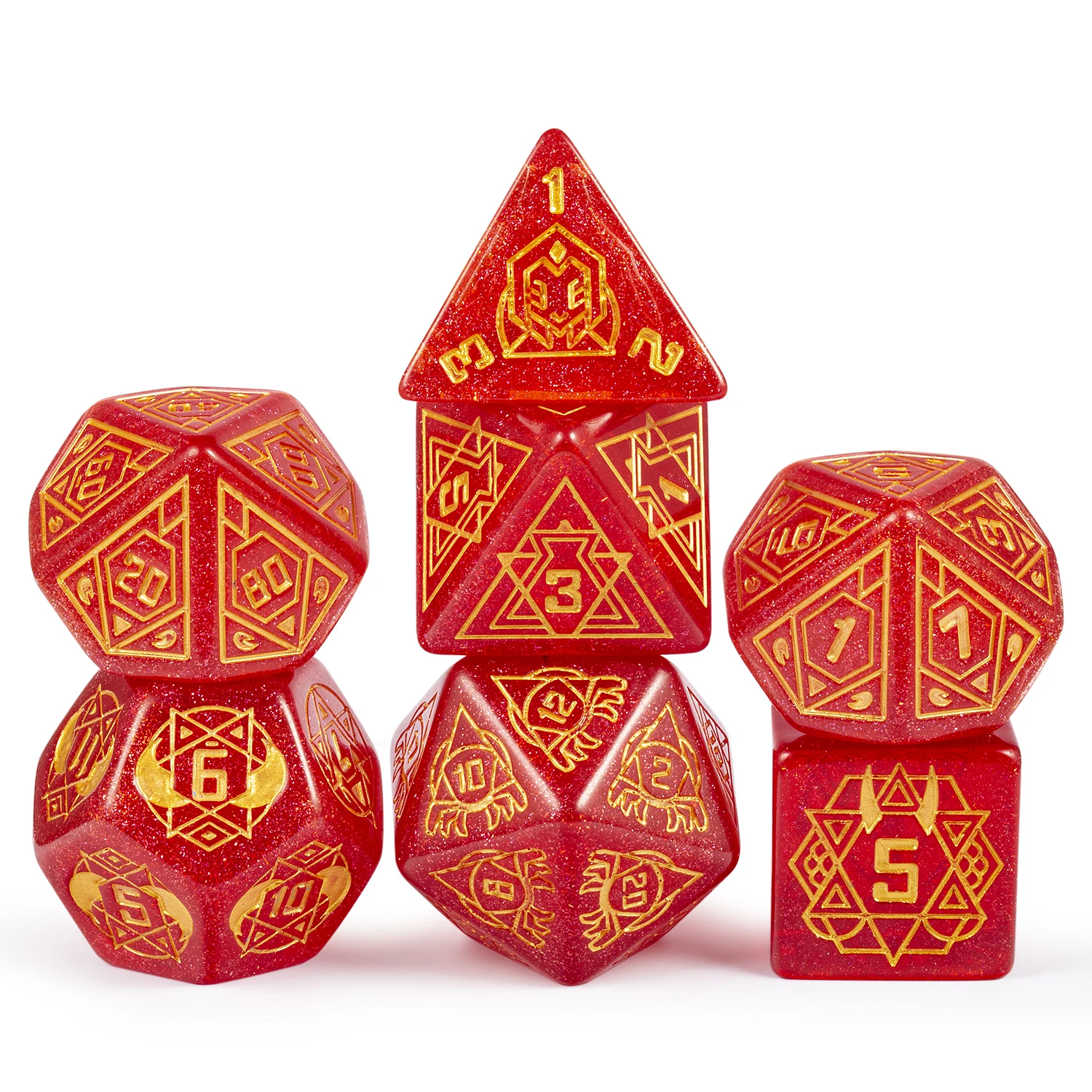 Оптовая продажа с завода, D4, D6, D8, D10, D12, D20, D % огромное Созвездие 25 мм, набор резиновых игральных костей dnd для игр в кости dnd, красный