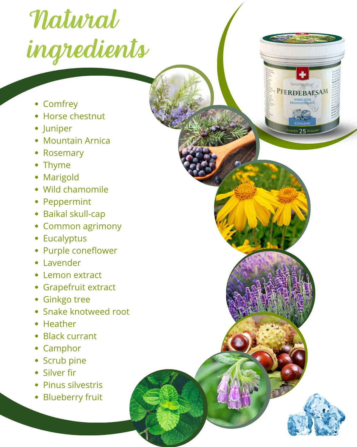 SwissMedicus Pferdebalsam cooling relief for heavy legs, Swiss quality, Pain relief cream, Cooling horse chestnut cream, 250 ml