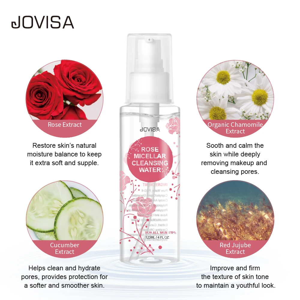 Private Label Rose Micellar Cleansing Water Cosmetics Remover Cleansing Water