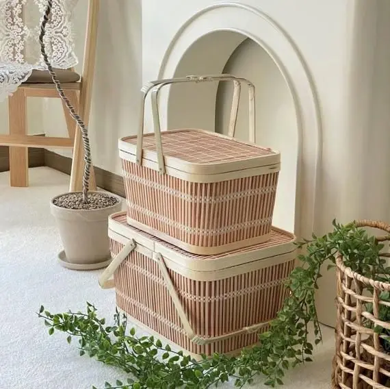 Плетеная корзина для пикника с крышкой новый дизайн оптовая продажа покупок оптом