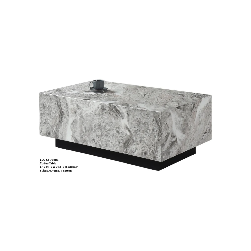 Malaysia Marble Coffee Table Luxury Customized Modern ECC Material Durable Heat Stain Resistant ECO CT 7048L Design Home Office