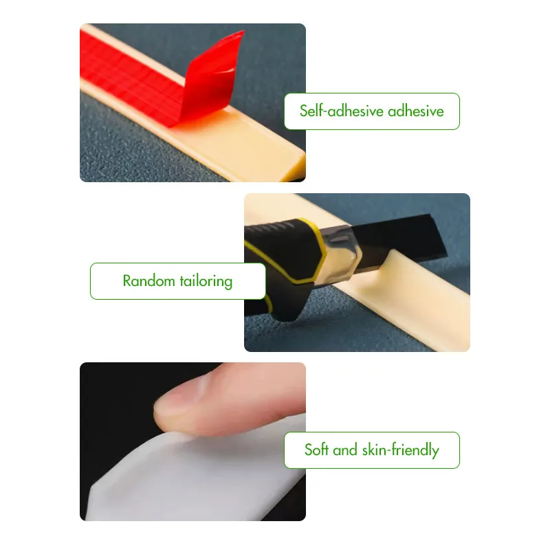 Kitchen self-adhesive water barrier bar edge banding rubber countertop edging silicone countertop water stopper strip
