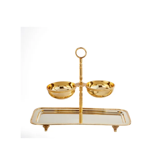 100% Luxury Gold Serving Cup Tower Double Storey Stand High Quality for Home Use Worldwide Shipping Best Price