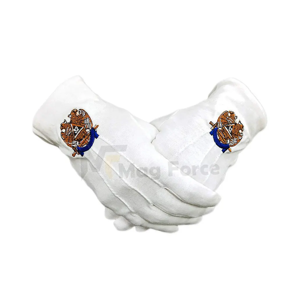 Best Quality Cheap Masonic Gloves White Color Professional Cotton Masonic Regalia Hand Gloves With Custom Logo