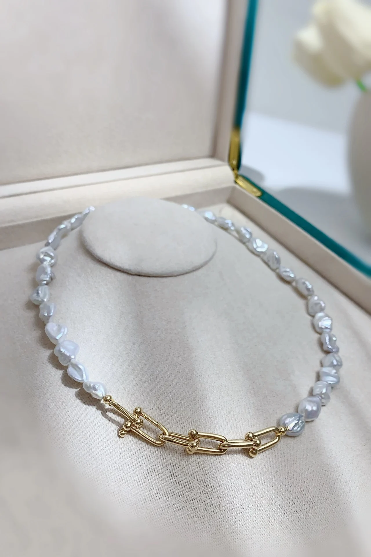 Lerca Luxury Fashion AU750 Pure Real 18K Gold Baroque Pearls Pendant Necklace Fine Jewelry Women Ladies Hand Made Chain Necklace