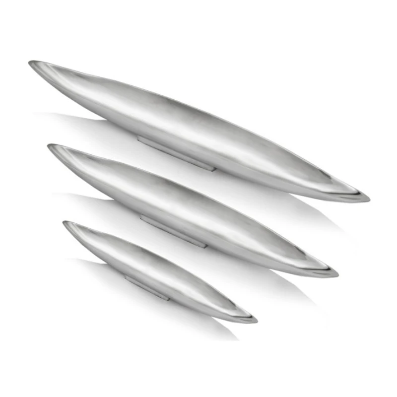 metal boat shape different sizes shiny finishing modern home decor serving dates and fruit food serving tray set of 3