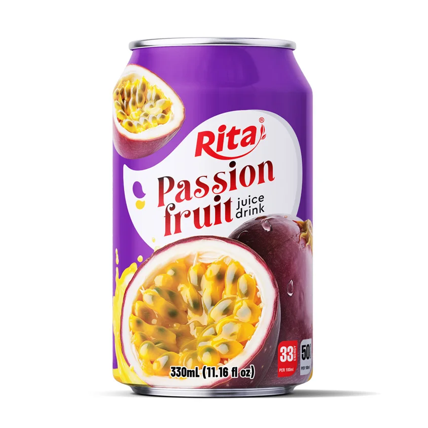 Vietnam Product OEM/ODM Refresh Beverage Natural Juice Supplier 330ml Short Can Best Buy Passion Fruit Juice Drink