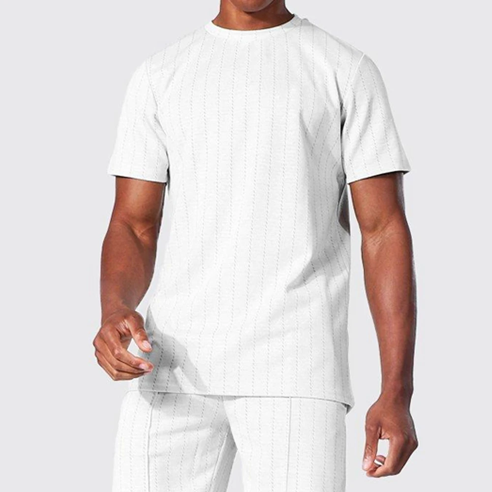 white color men cotton plain short set Factory Supplier Plus Size 5XL Summer Quick Drying Short Sleeve Tops and Shorts set
