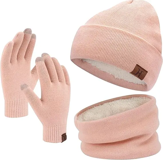 LSP38 3pcs Set Knitted Winter Wool Beanie Cap Girls Boys Scarf Hat And Glove Sets Cute Kids Winter Hats And Gloves And Scarfs