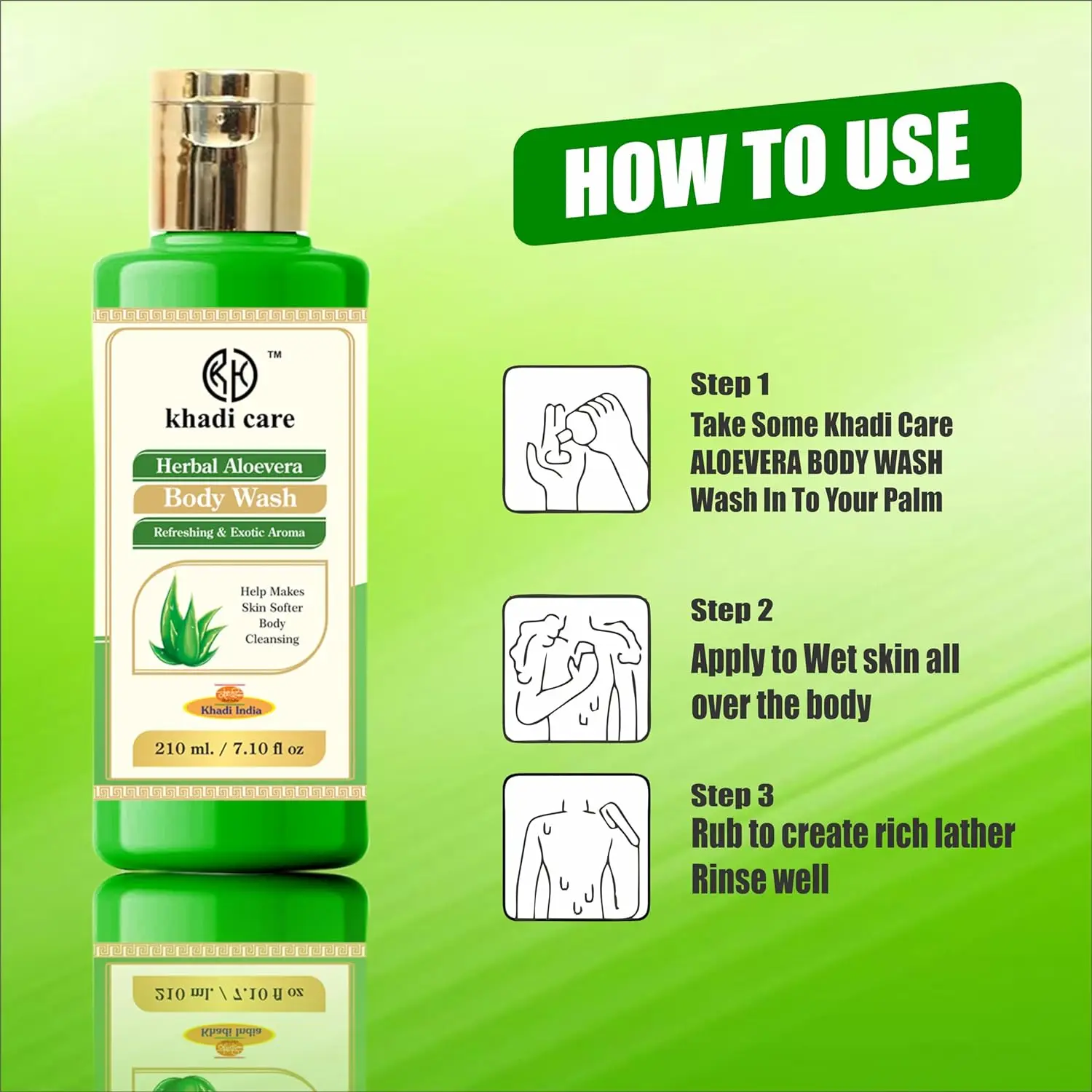 Herbal Aloevera Body Wash - 210ml  Healthy Skin Body Care Customizable and Private Labeling by Vanity Vision