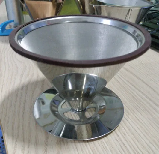 Stainless Steel Pour over Coffee Dripper Paperless Double Mesh Design Slow Drip Manual Coffee Filter