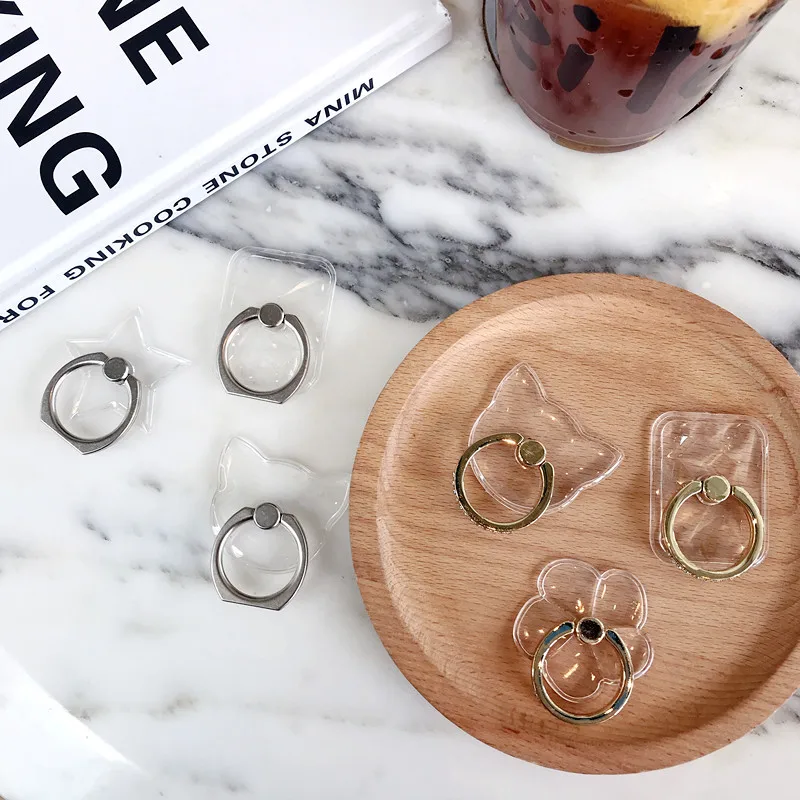 Acrylic Universal Stent Mobile Phone Holder Stand Finger Ring Magnetic For Cute Cell Smart Phone Transparent holder For iPhone