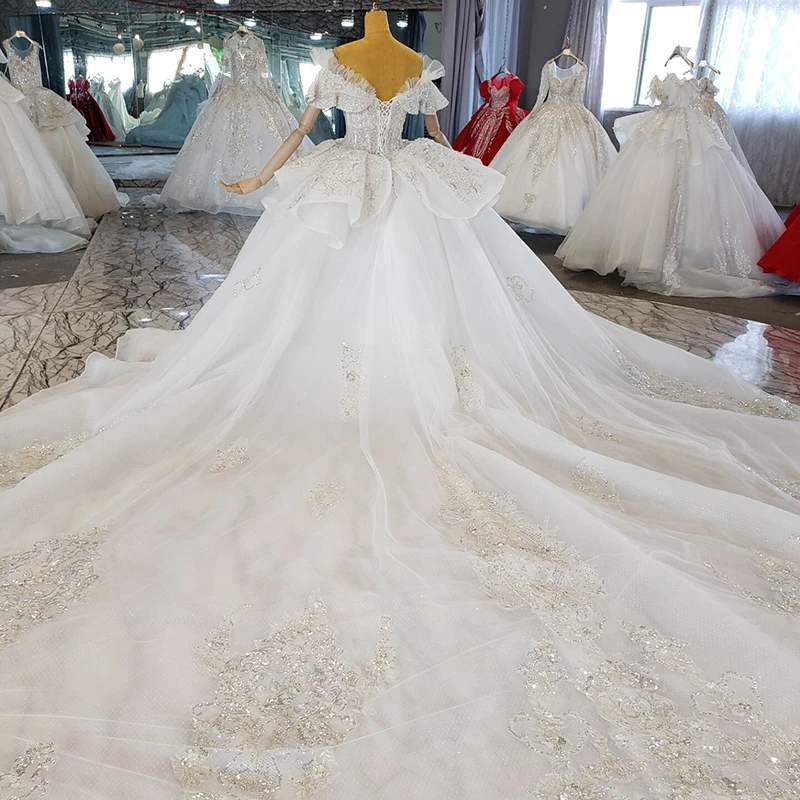 Jancember HTL2262 Heavy beads crystal wedding dress factory dress sequin wedding dress fabric