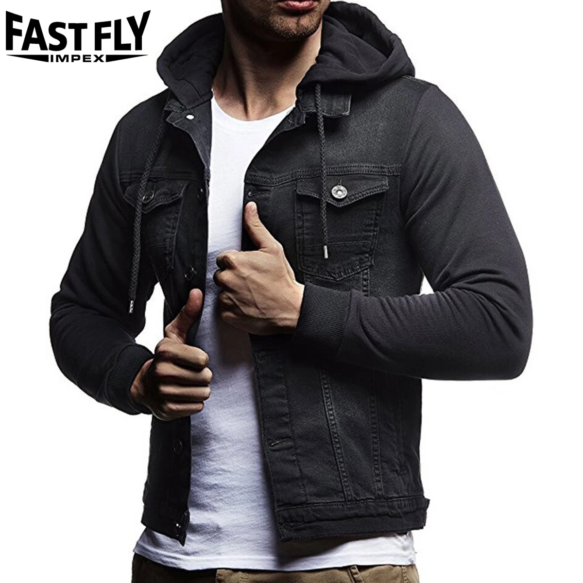 Wholesale Custom Logo new Fashion Men Jackets Men Black Jean Jacket/canvas jacket for mens