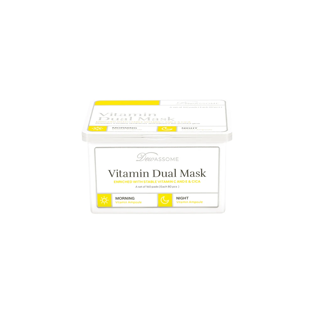 DEWASSOME Vitamin Dual Mask Pack Muti-Vitamin Dual Mask infused with Vitamin C,B3 and E whitening and and Nourishing Skin