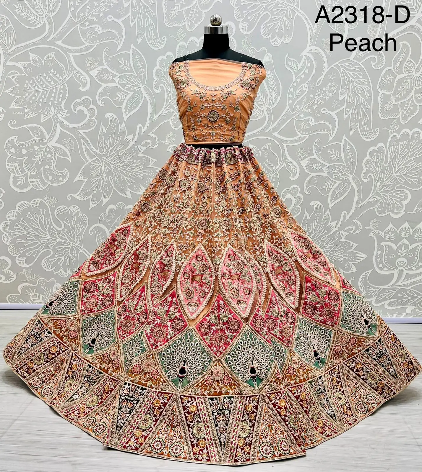 Разноцветный Свадебный классический цветочный оттенок Lehenga Choli украшенный вручную яркий оранжевый Dupatta оптовая продажа онлайн купить