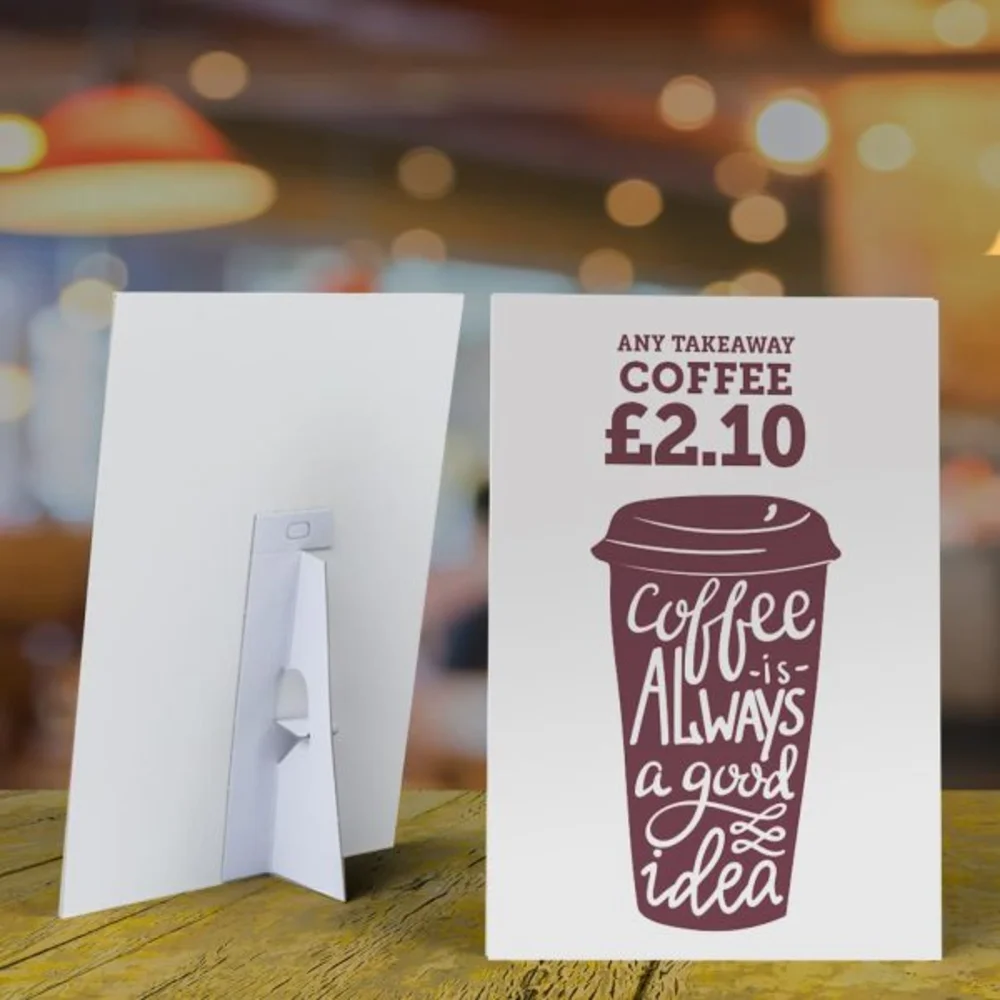 Menu Display Countertop Card Stand Cardboard Display Easels Affordable Custom Logo Table Sign for Cafes Counter