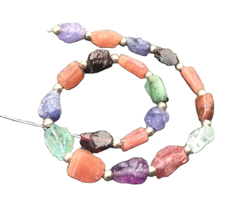 Genuine Quality 19 Piece Natural Multi Gemstone Full Drilled Colorful Untreated Rough Making Jewelry Wholesale