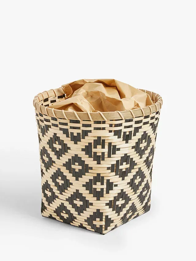 Hot New Design Black White Bamboo Storage Baskets Laundry Baskets Handmade Wicker Storage Basket for Plants and Flowers