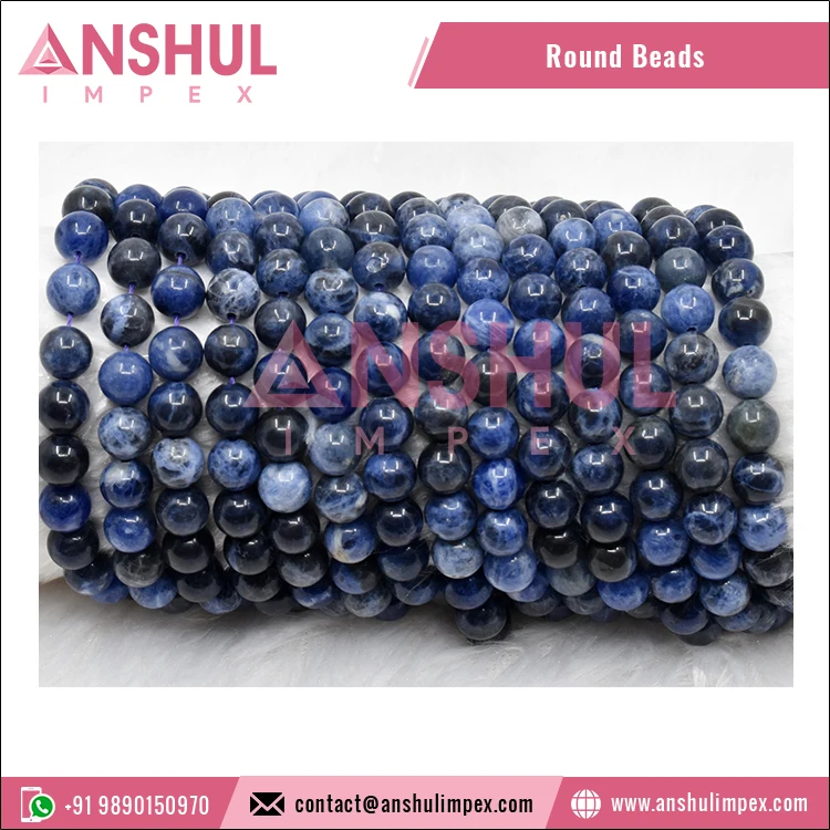 AAA Quality Natural Sodalite Gemstone 10mm Round Plain Loose Stone Beads Strands Beads at Bulk Market Price