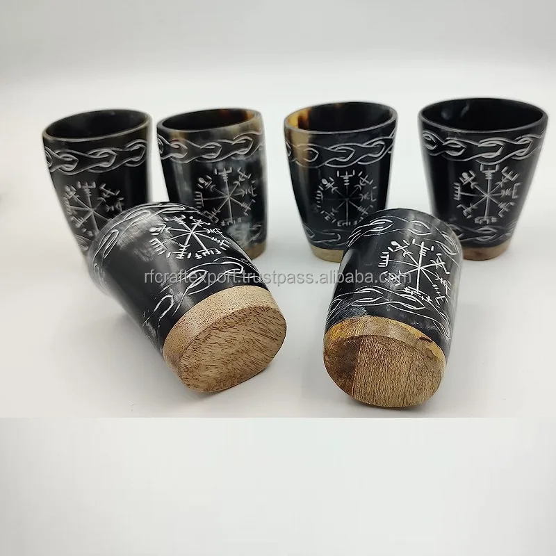 Natural Original Bull Shot Glass Horn Drinking Cup Gifts For Him Gifts Real buffalo drinking horn glass wine by RF Crafts