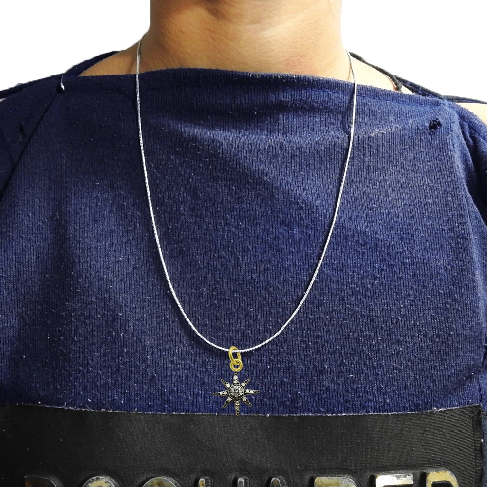 Beautiful design diamond black rhodium & gold plated Star pendant for girl 925 sterling silver jewelry handmade fine pendants