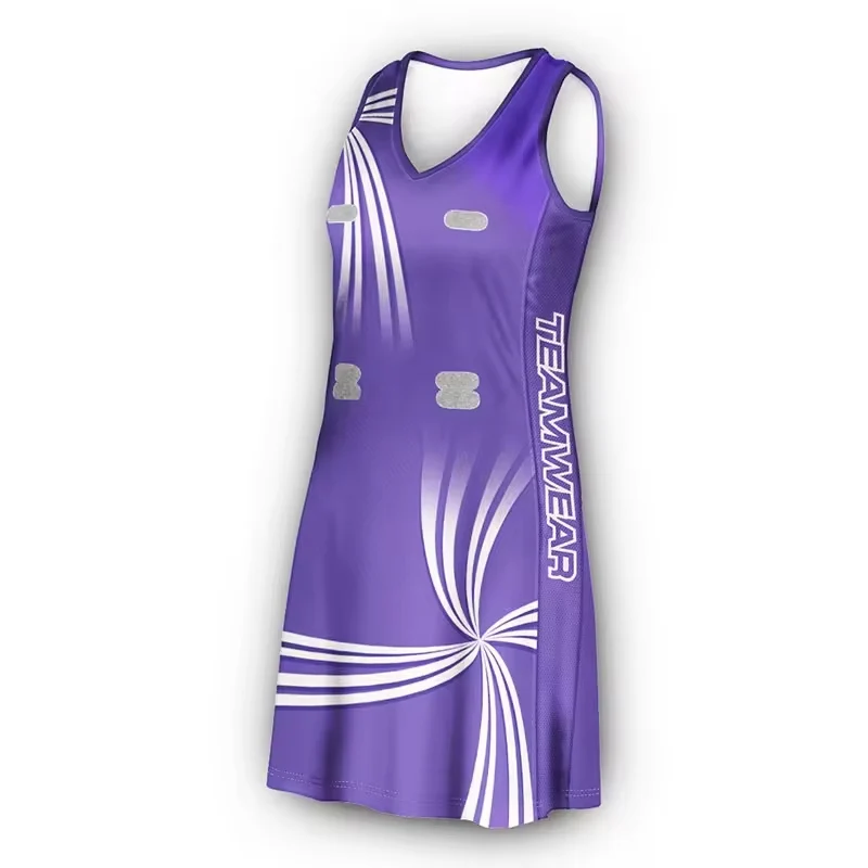 Wholesale Custom Made Netball Uniform Professional Netball Uniform High Quality Netball Uniform v-neck sublimation ladies dress
