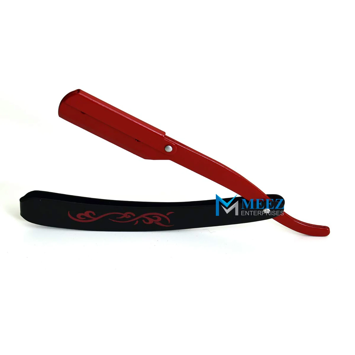 Straight Razor Blade for Barber includes 20 Free Blades Beauty Tool (Black & Red Modern Art Straight Razor)