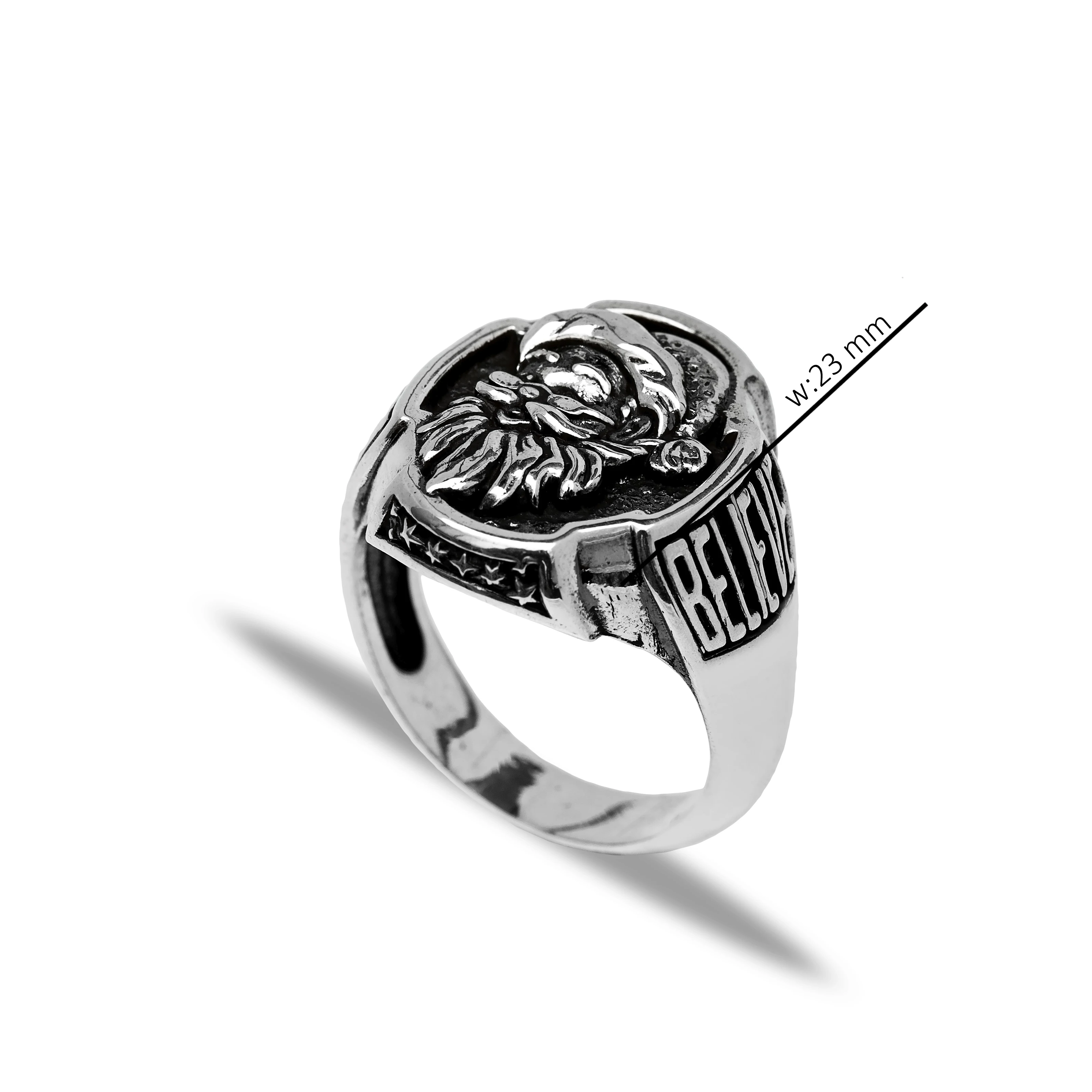 Santa Claus Believe Oxidized Wholesale Turkish Handmade 925 Sterling Silver Handcrafted Men Rings Jewelry
